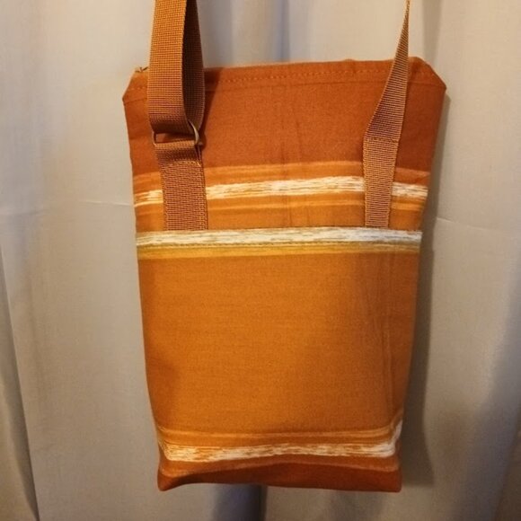 New Southwestern Travel Sling Crossbody Bag Purse Golden Brown Sarape Stripe - Picture 9 of 10